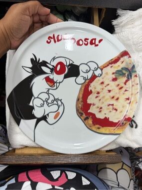 Warner Bros. Sylvester Cat White and Black Pizza Plate